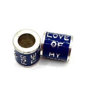 Brighton For The Love Of My Homeland Patriotic Blue Heart Spacer Bead-Lot of 2